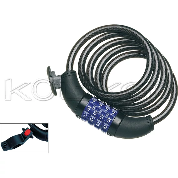 Zár spirál, számos 100cm D=15 15 mm vastag,4 számkódos